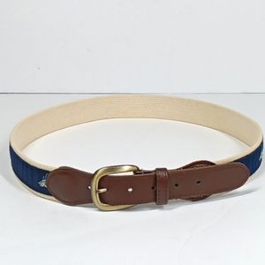 Preppy Leather Ribbon Fabric Canvas Fish Belt - Small